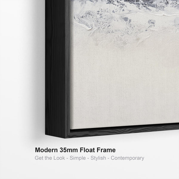 Large Set 2 Cream Neutral Black Framed Wall Art Abstract Shores