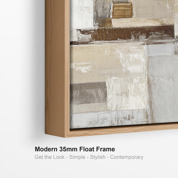 Beige Cream Grey Framed Artwork Canvas - Layers