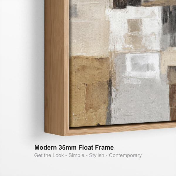 Large Beige Cream Framed Picture on Canvas - Mocha Harmony