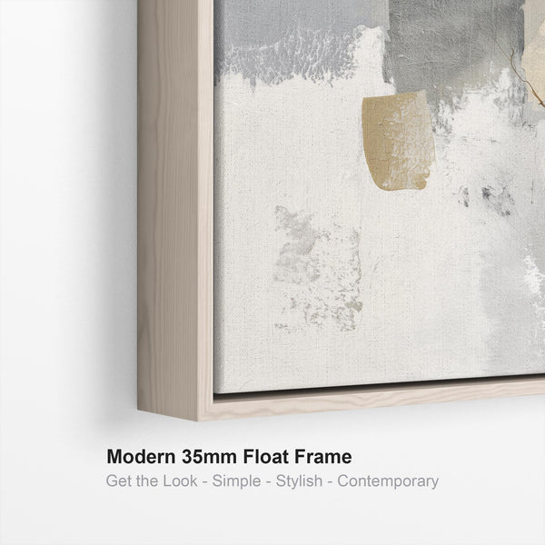 Neutral Cream Grey Long Wide Wall Art Canvas for Bedroom