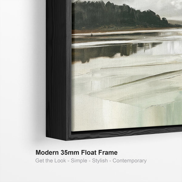 Storm Grey Cream Framed Canvas Print - Budle Tides Coastal Art