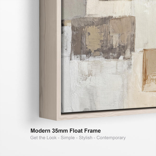 Extra Large Warm Brown Cream Framed Wall Art Canvas Print