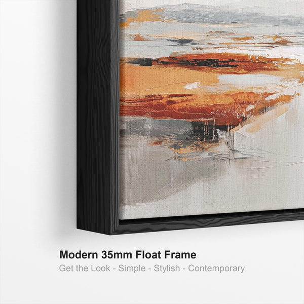 Abstract Rust Landscape - Framed Wall Art - Orange Grey