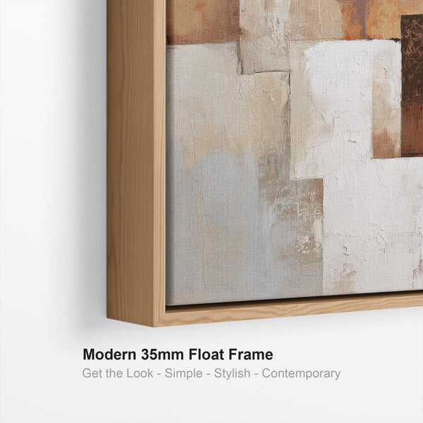 Rust Orange Grey Stone Framed Artwork on Canvas Earth Harmony