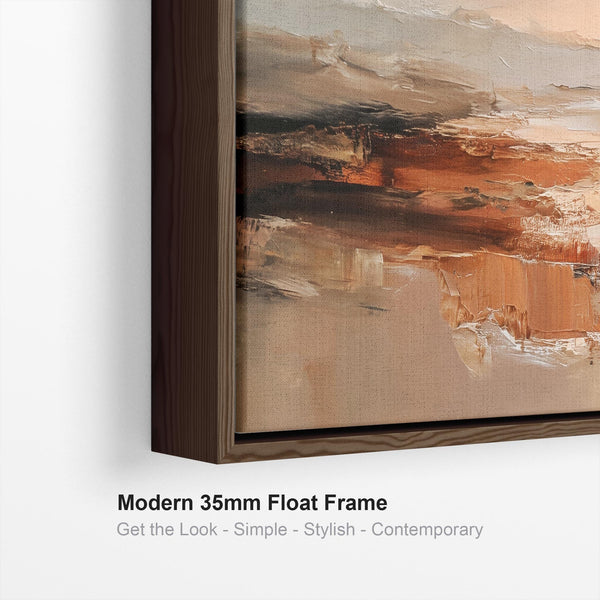 Wide Abstract Rust Horizon Panormaic Long Framed Artwork