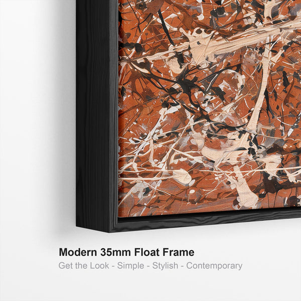 Large Jackson Pollock Style Pair 2 Framed XXL Canvases - Umber