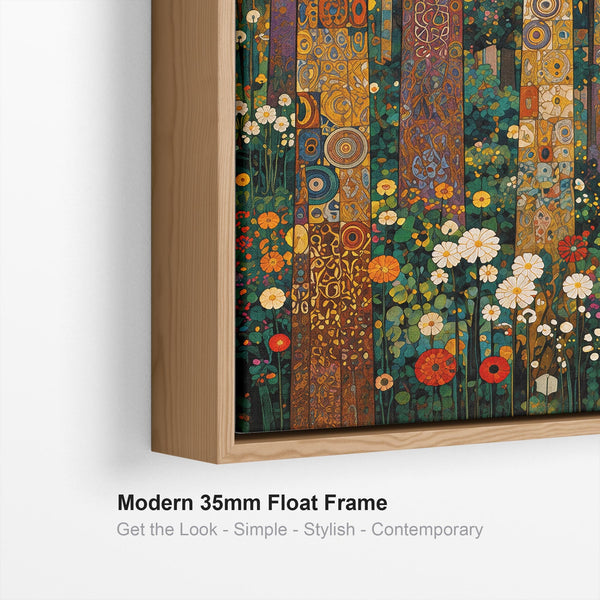Set 2 Gustav Klimt inspired Framed Art Canvases Forest Pathway