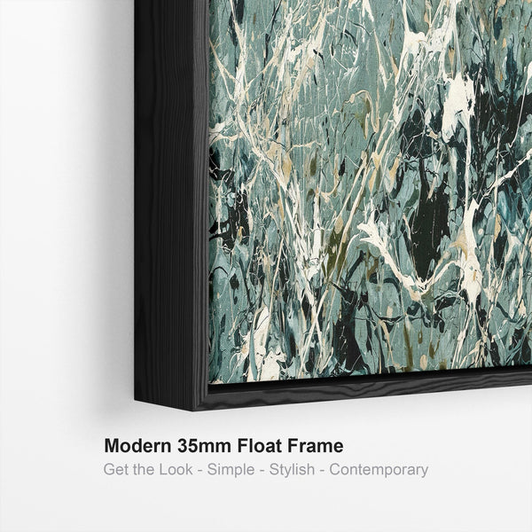 Wide Framed Canvas Art - Abstract Long Jackson Pollock Style