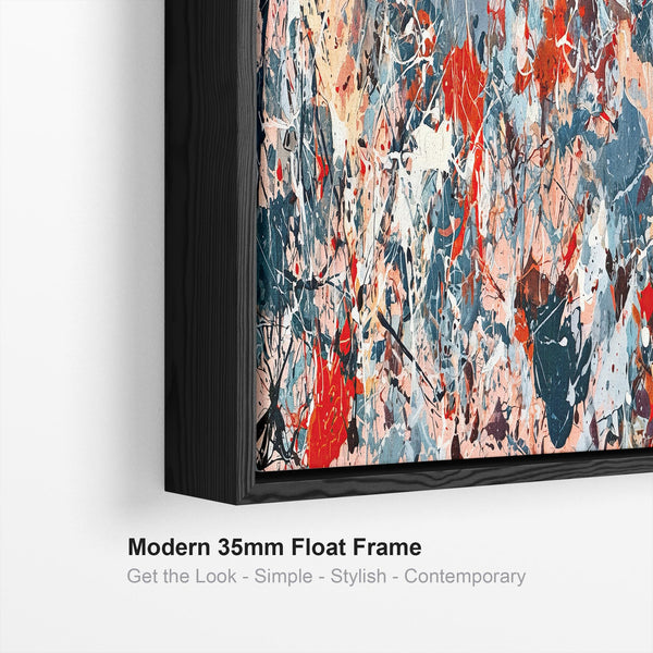 Wide Horizontal Jackson Pollock Inspired Framed Canvas Splash