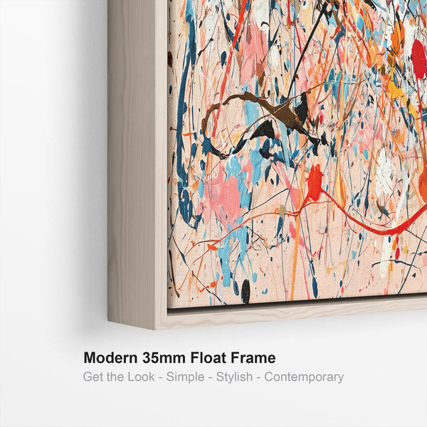 Wide Colourful Abstract Canvas Art Long Jackson Pollock Style