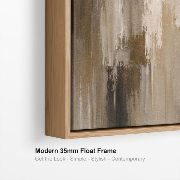 Wide Panoramic Framed Wall Art Long Nude Brown Cream Canvas
