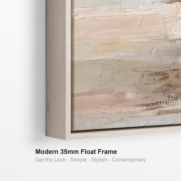 Blush Pink Neutral Tall Framed Upright Canvas Harmony Fades
