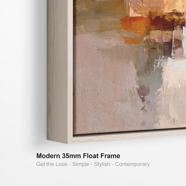 Blush Pink Abstract Framed Art Canvas Neutral Mist