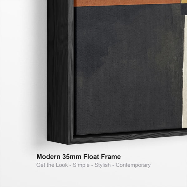 Tall Vertical Rust Orange Framed Upright Canvas Artwork Mid Century