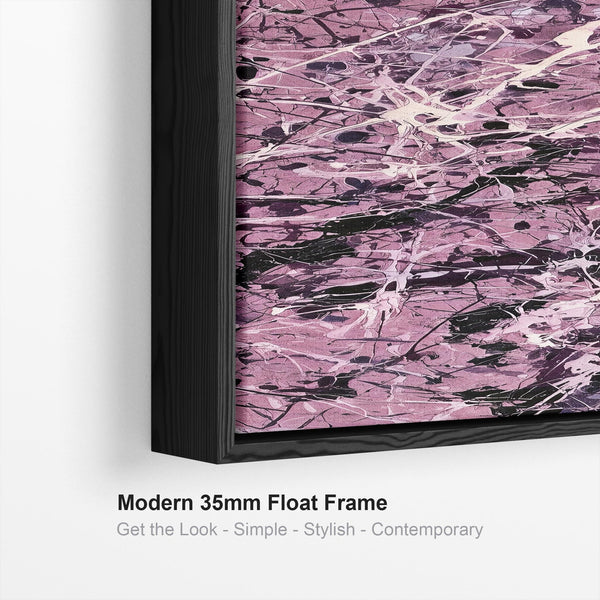 Tall Mauve Abstract Canvas - Upright Jackson Pollock Style Art