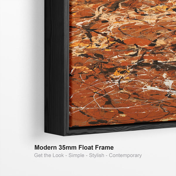 Tall Framed Vertical Wall Art Canvas - Rust - Upright Abstract