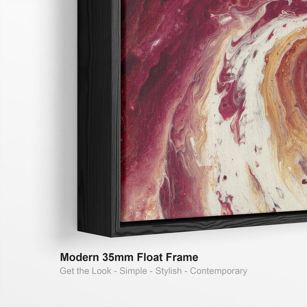 Deep Red Framed Canvas Wall Art - Abstract Cherry Inferno