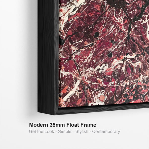 Burgundy Cream Maroon Framed Wall Art Canvas - Abstract Splash