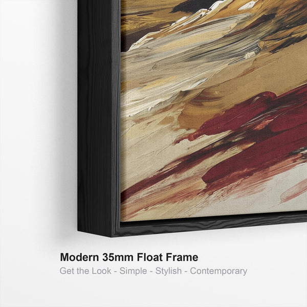 Rust Red Mustard Set of 3 Abstract Framed Canvas - Fiery Strokes