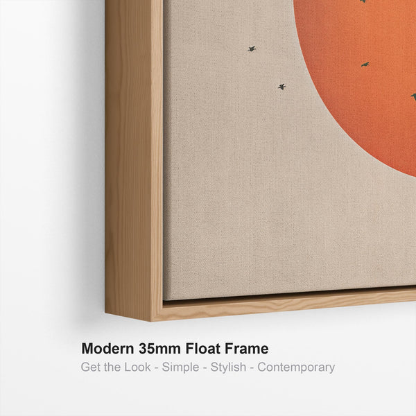 Rust Orange Moon Japandi Framed Canvas - Frame Included