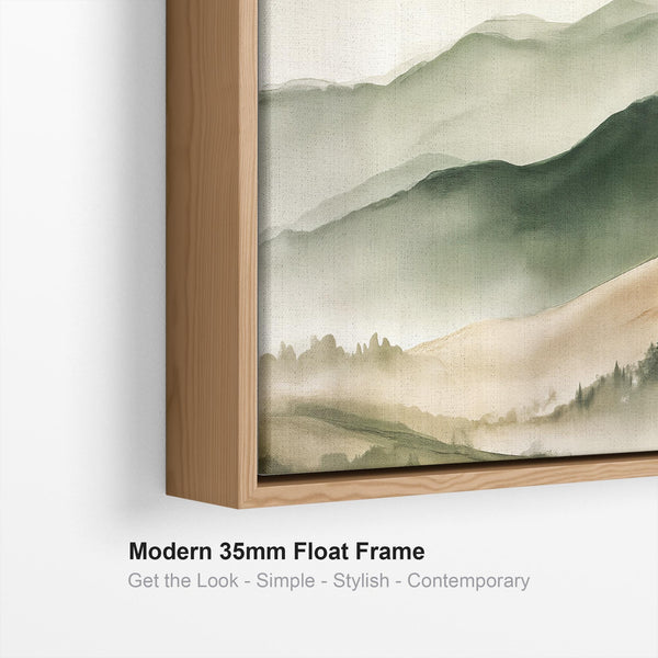 Extra Large Set 3 Framed Canvases Highland Green Misty Forest
