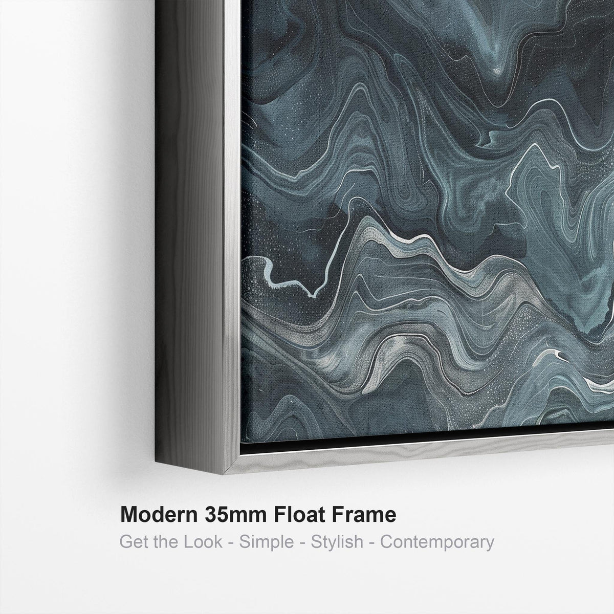 Teal Blue Abstract Framed Canvas Wall Art - Wandering Thoughts ...