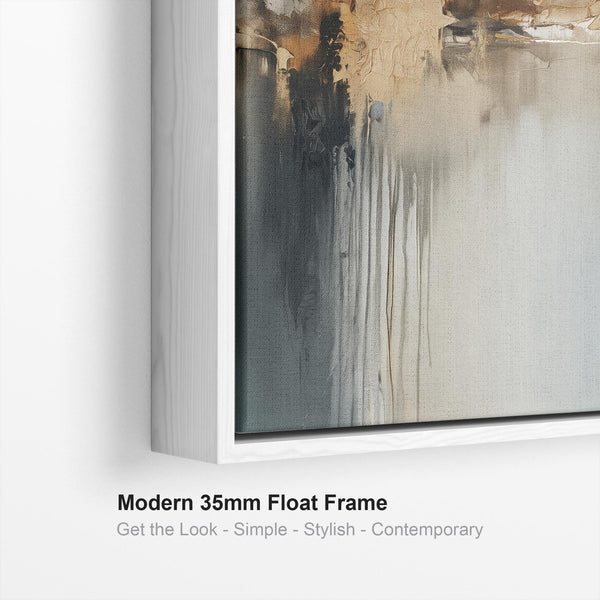Large Teal Gold Mist Framed Abstract Canvas Art Print
