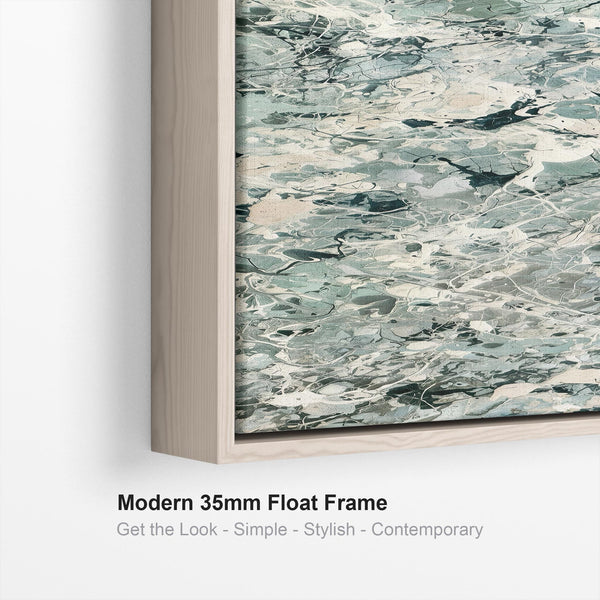 Tall Sage Green Vertical Canvas Art Jackson Pollock Inspired