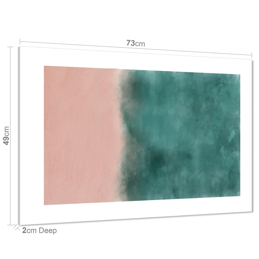 Abstract Teal Blush Pink Abstact Watercolour Canvas Wall Art Picture