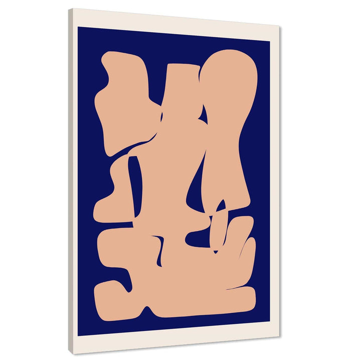 Abstract Coral Navy Blue Painting Canvas Art Prints - 1RP719M