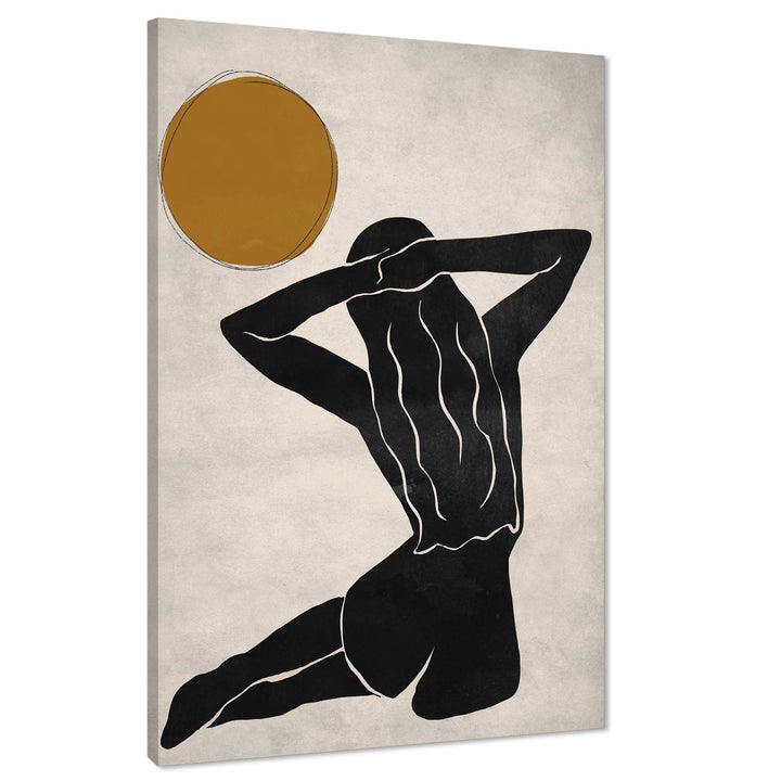 Orange Black Figurative Sun Goddess Canvas Wall Art Picture - 1RP802M