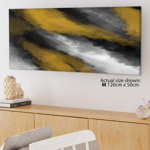 Abstract Mustard Yellow Grey Oil Paint Effect Canvas Art Prints