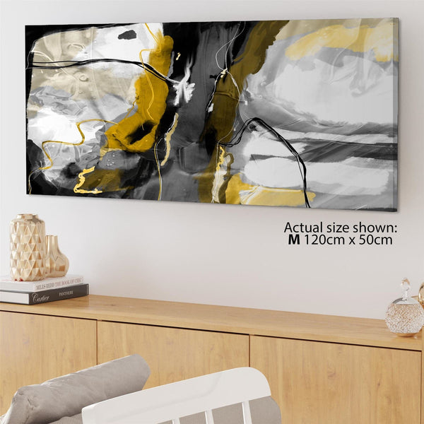 Abstract Mustard Grey Illustration Framed Art Pictures