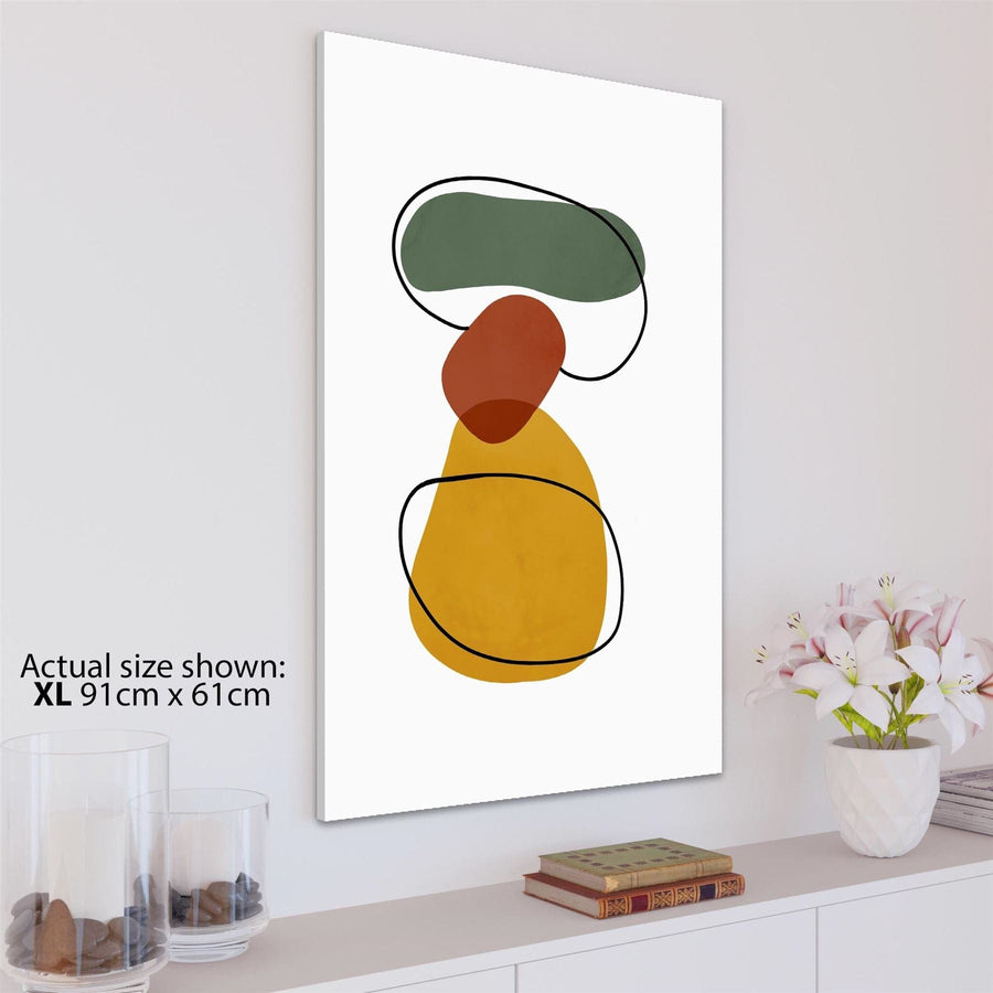 Abstract Ochre Red Green Mid Century Modern Canvas Wall Art Print