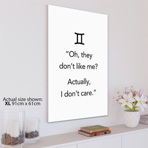 Zodiac Quote Gemini Framed Wall Art Picture  Black and White