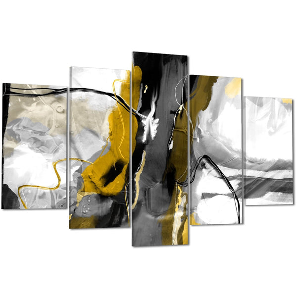 Abstract Mustard Grey Illustration Framed Art Pictures