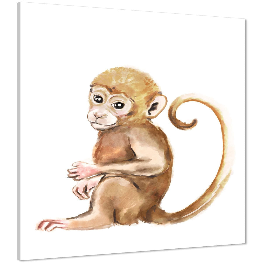 Baby Monkey Canvas Art Prints - Brown