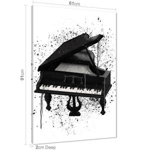 Grand Piano Canvas Wall Art Picture Black and White Music Themed