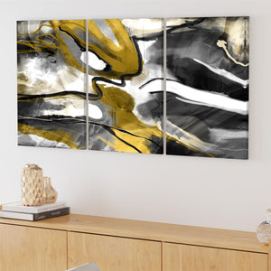 Abstract Black Yellow Illustration Framed Wall Art Picture