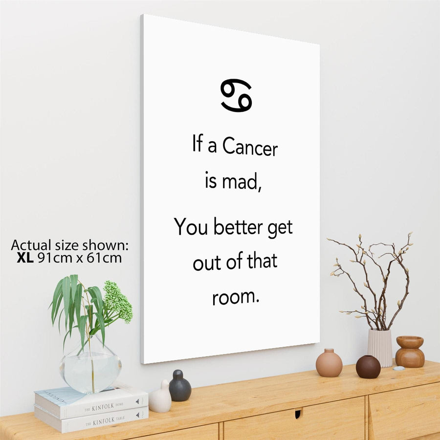 Zodiac Quote Cancer Framed Wall Art Picture  Black and White