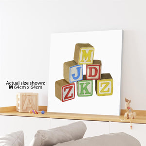 Alphabet Blocks Childrens - Nursery Canvas Art Prints Multi Coloured