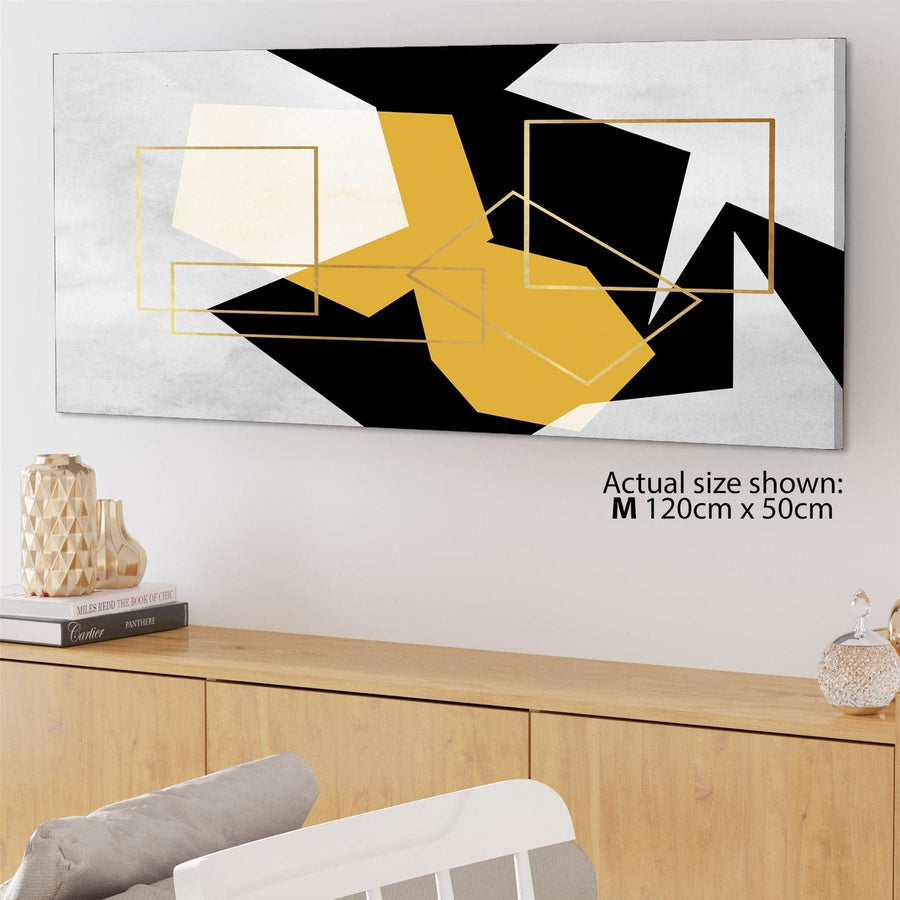Mustard Yellow Black Geometric Canvas Art Pictures