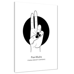 Hands - Pran Mudra Canvas Art Prints Black and White