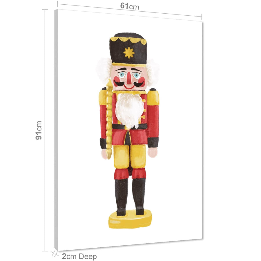 Toy Soldier Childrens - Nursery Canvas Art Pictures Red Yellow