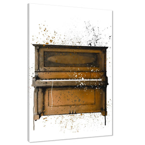 Upright Piano Canvas Wall Art Picture Brown Music Themed