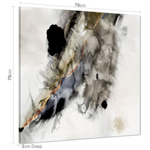 Abstract Grey Gold Watercolour Canvas Art Pictures