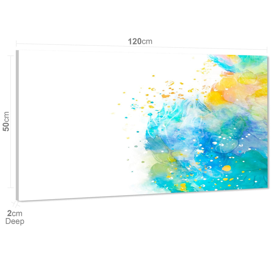 Abstract Blue Yellow Watercolour Brushstrokes Framed Wall Art Print