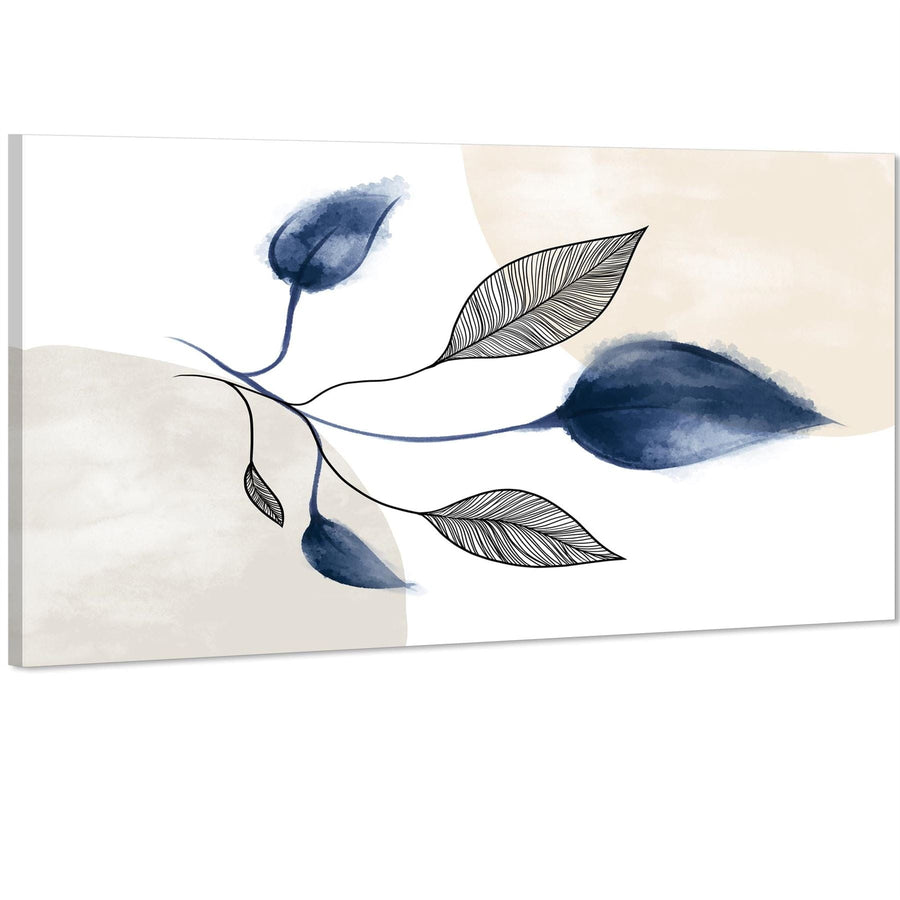 Blue Natural Leaves Floral Canvas Art Prints