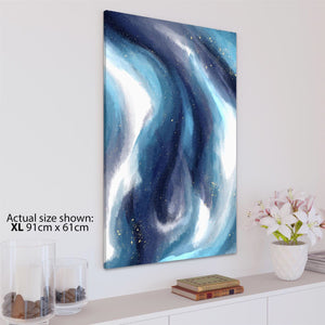 Abstract Blue White Watercolour Brushstrokes Canvas Art Pictures