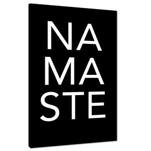 Yoga Namaste Quote Word Art - Typography Canvas Print Black and White